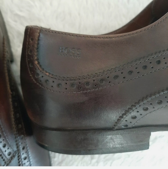 Hugo Boss Wing Tip Oxford Shoes Size 7.5 Brown - Picture 8 of 12